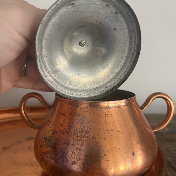 Copper Cream and Sugar Set with Tray - Picture 8 of 9